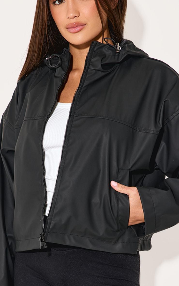 Black Cropped Hooded Jacket Product Image