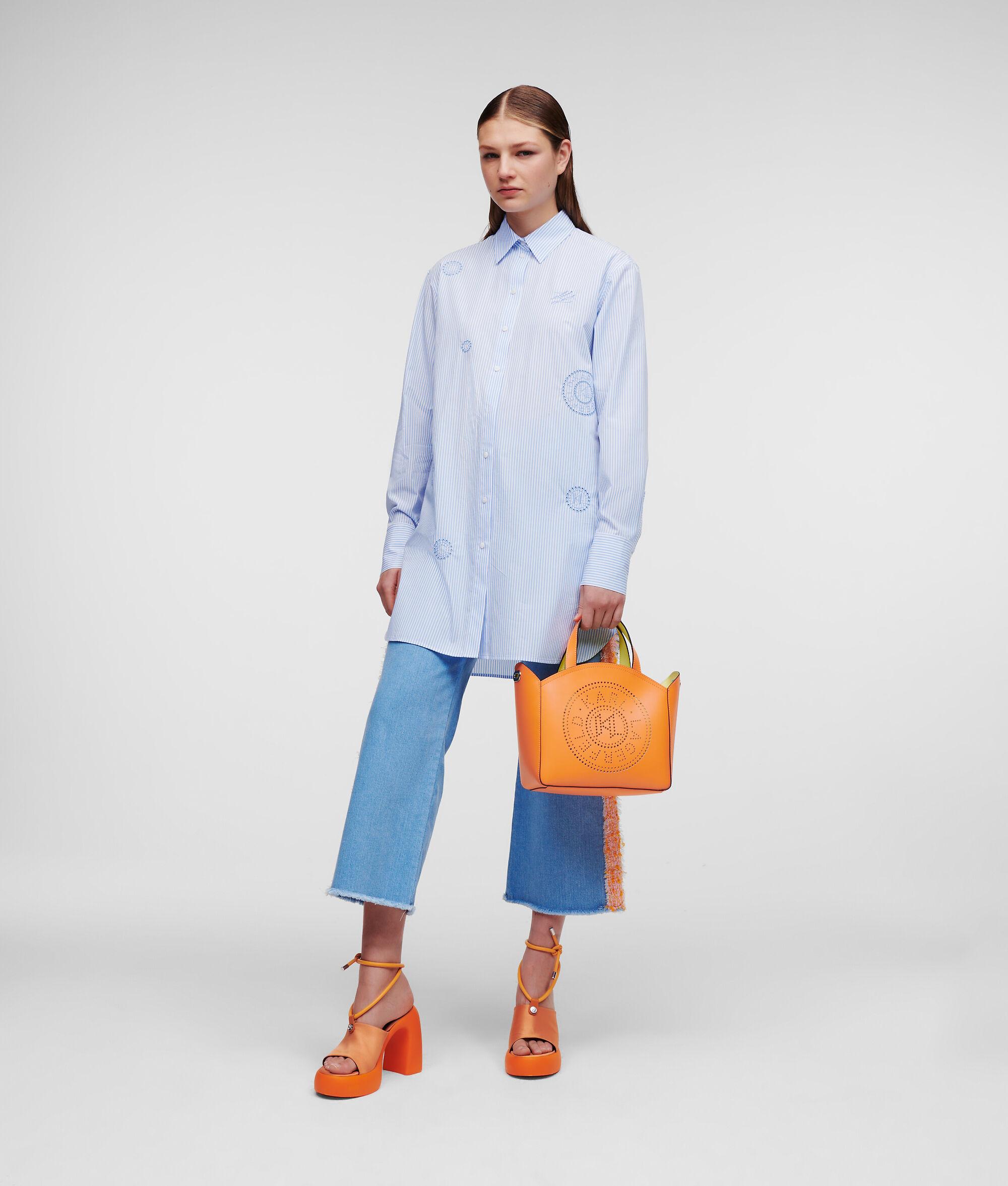 STRIPED TUNIC SHIRT WITH CIRCLE EMBROIDERY Product Image