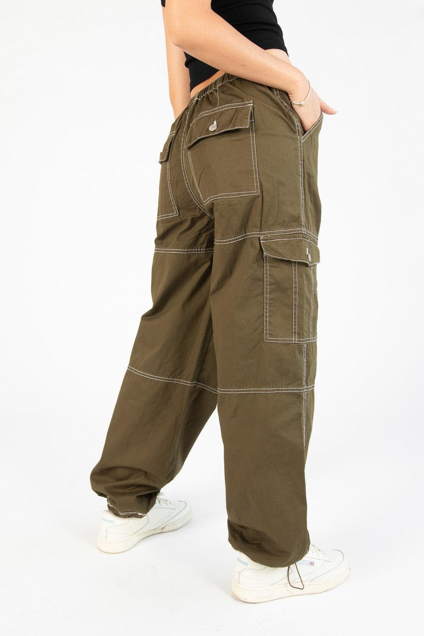 Olive Drawstring Cargo Joggers Product Image