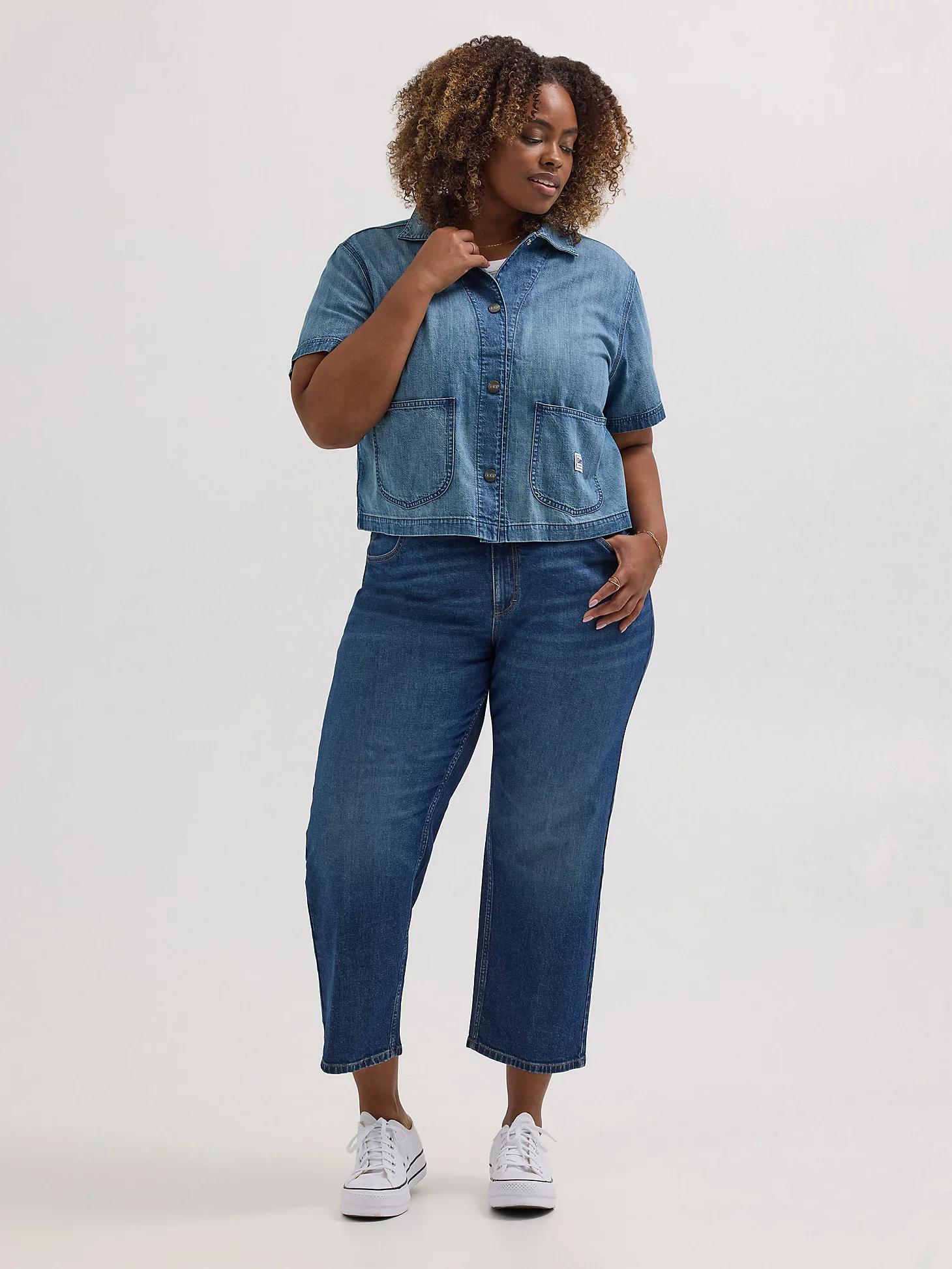 Women's Crop Denim Chore Shirt (Plus) | Women's Tops & Tees | Lee® Product Image