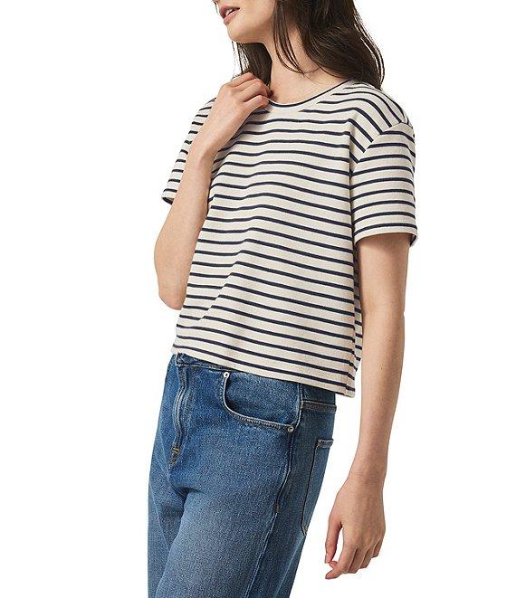 Splendid Whitney Terry Knit Stripe Print Crew Neck Short Sleeve Tee Shirt Product Image