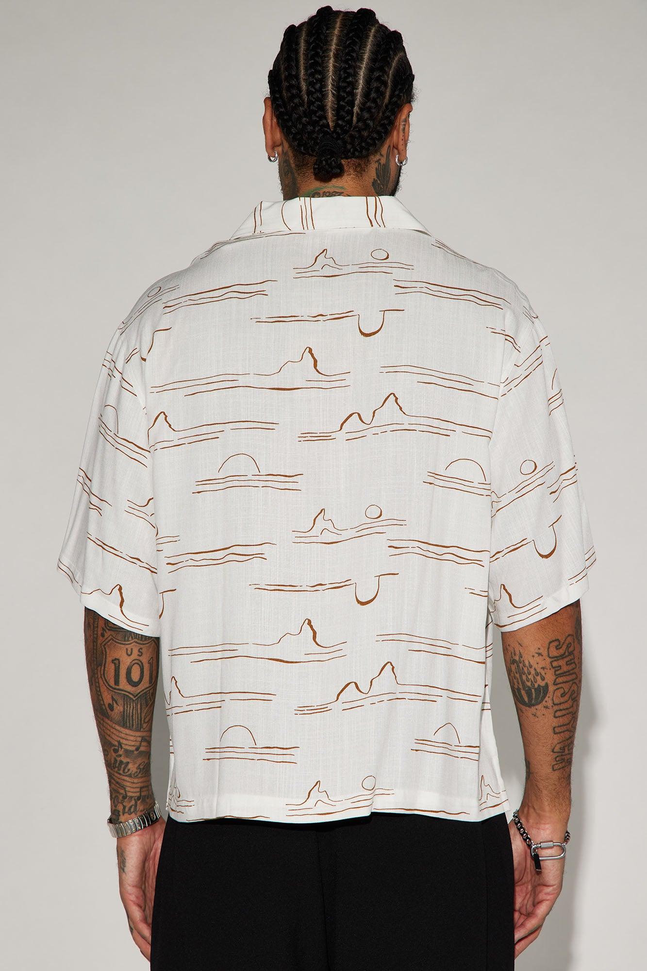 Slub Effect Button Up Shirt - White/combo Product Image