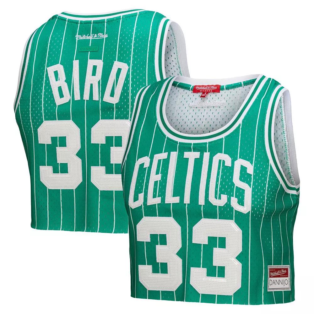 Women's Mitchell & Ness x DANNIJO Larry Bird Kelly Green Boston Celtics Fashion Cropped Basketball Jersey, Size: Large Product Image