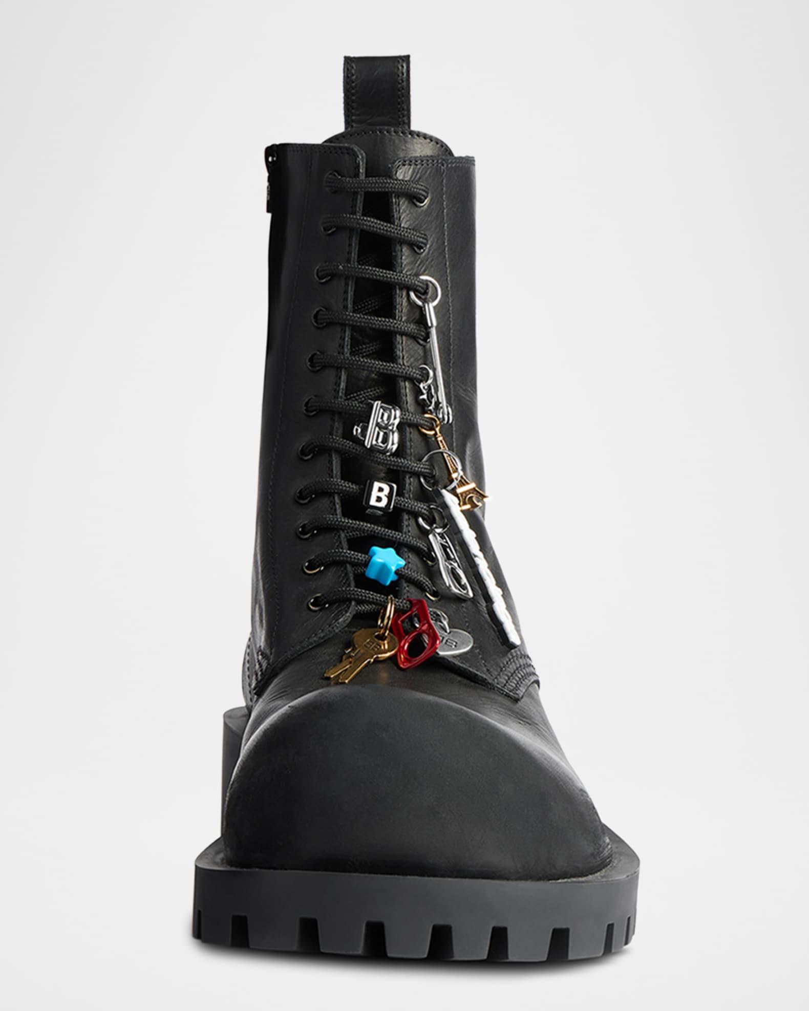Men's Hummer Leather Lace-Up Booties with Charms Product Image