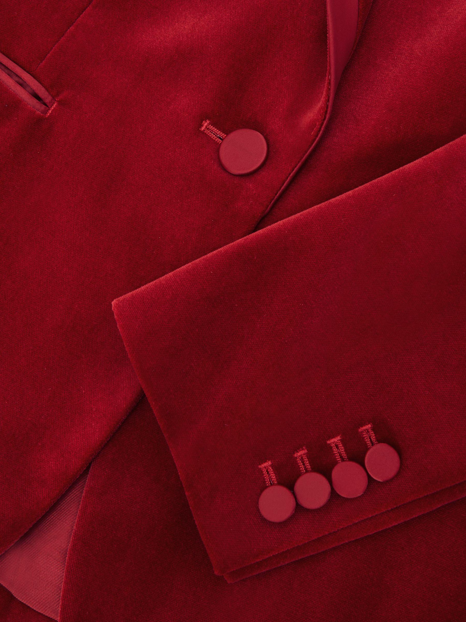 Velvet Single-Breasted Suit Blazer in Red Product Image