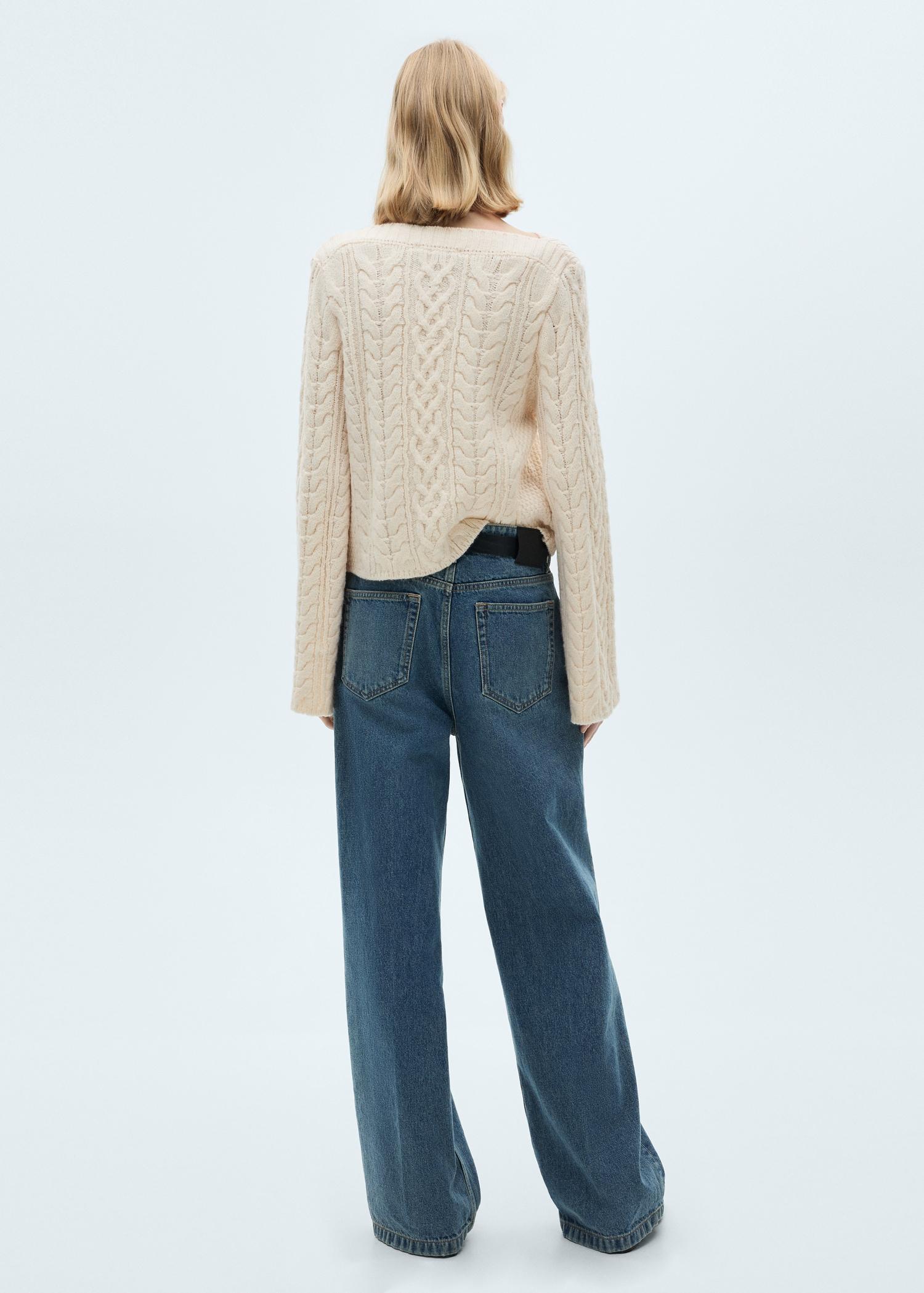 Twisted knitted flared-sleeve sweater - Women | MANGO USA Product Image