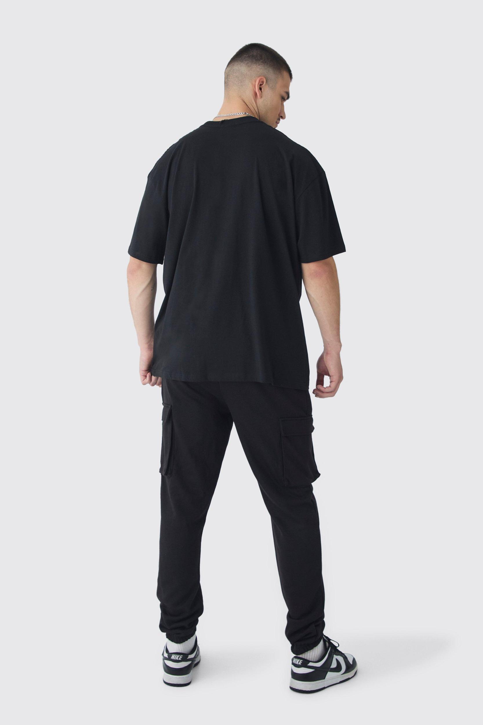 Tall Woven Tab Slim Fit Cargo Sweatpants | boohooMAN USA Product Image