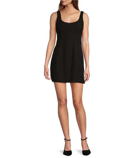 Antonio Melani Macy Tweed Pearl Detail Square Neck Sleeveless Coordinating Mini Dress Product Image