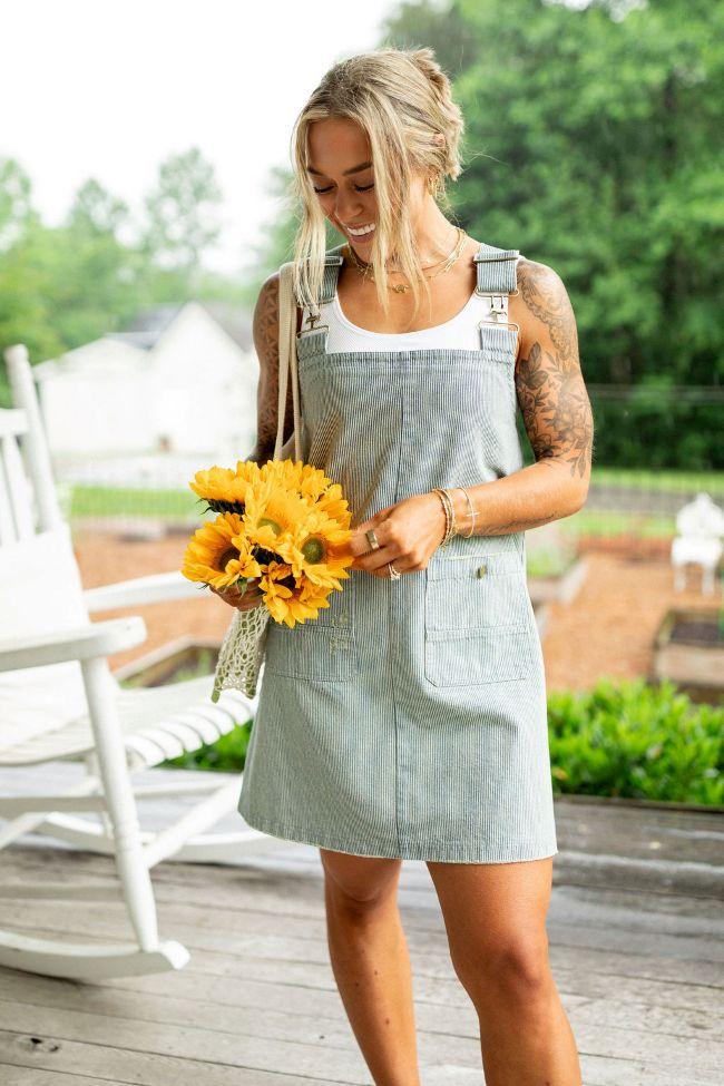 Shelley Striped Overall Dress Product Image