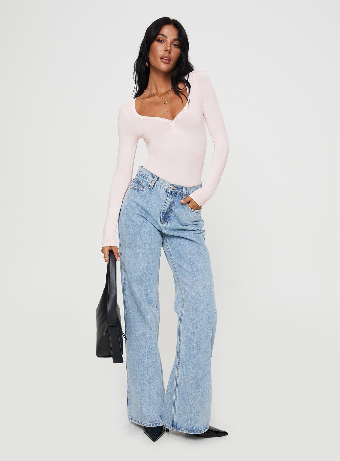 Delgado Long Sleeve Bodysuit Pink Product Image