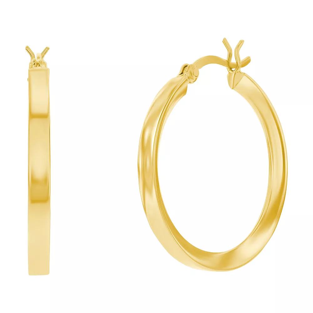 Argento Bella Fancy Flat Hoop Earrings, Women's, Gold Tone Product Image