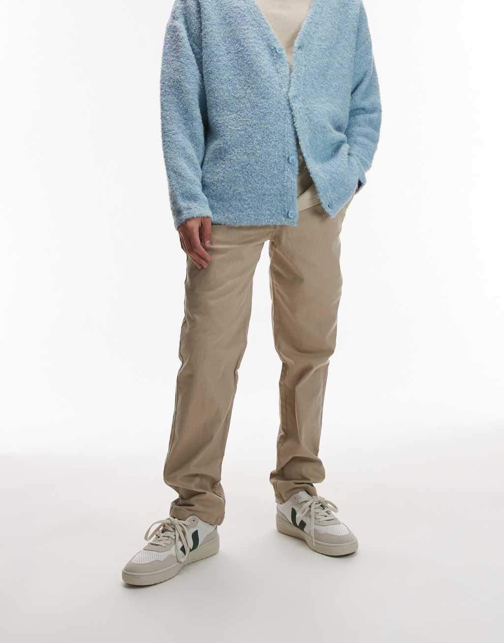 Topman slim chino pants in stone Product Image