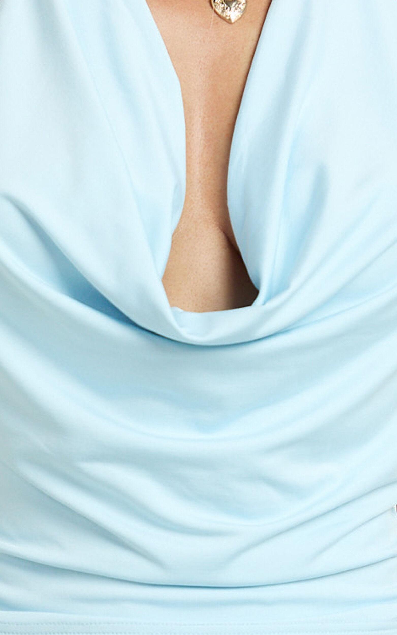 Flynn Top - Halter Cowl Neck Top in Pale Blue Product Image