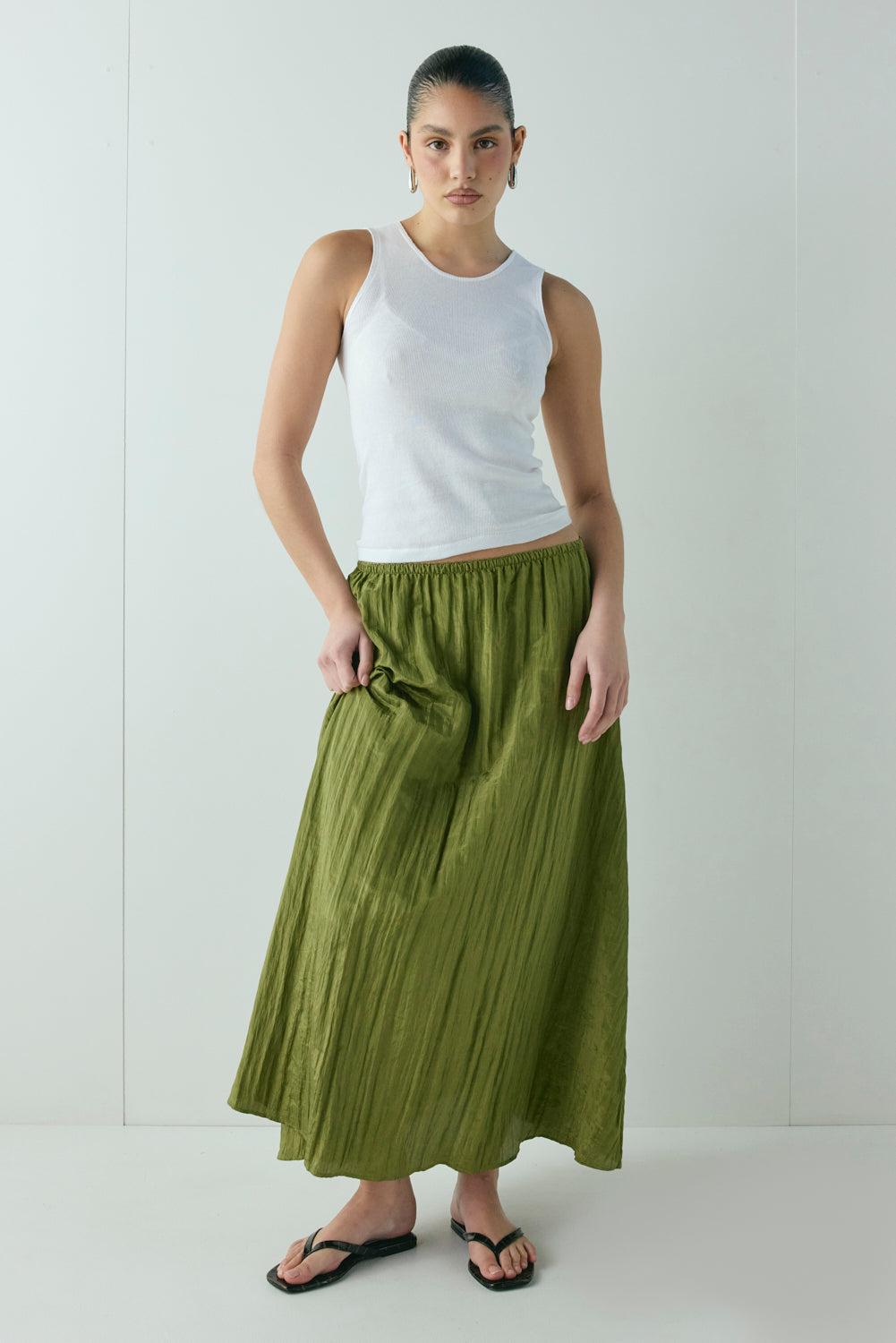 Solara Midi Skirt Olive Product Image