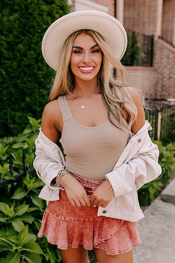 Life Of The Party Knit Bodysuit in Khaki Product Image