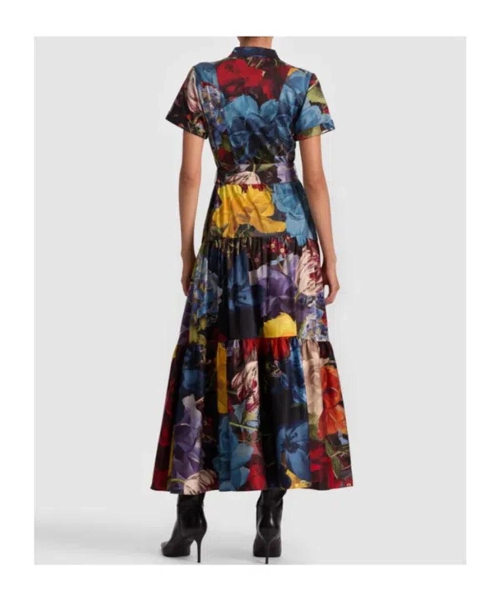 ALICE AND OLIVIA Flourish Lucy Roll-sleeve Midi Dress In Multi Product Image