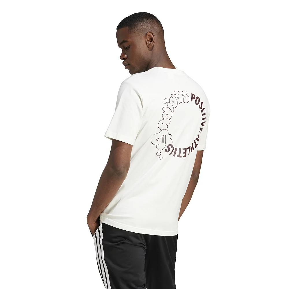 adidas Lounge Verbiage Circle Graphic Tee Off White XL Mens Product Image