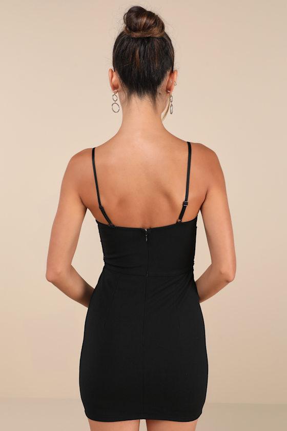 VIP Moment Black Beaded Sequin Bodycon Mini Dress Product Image