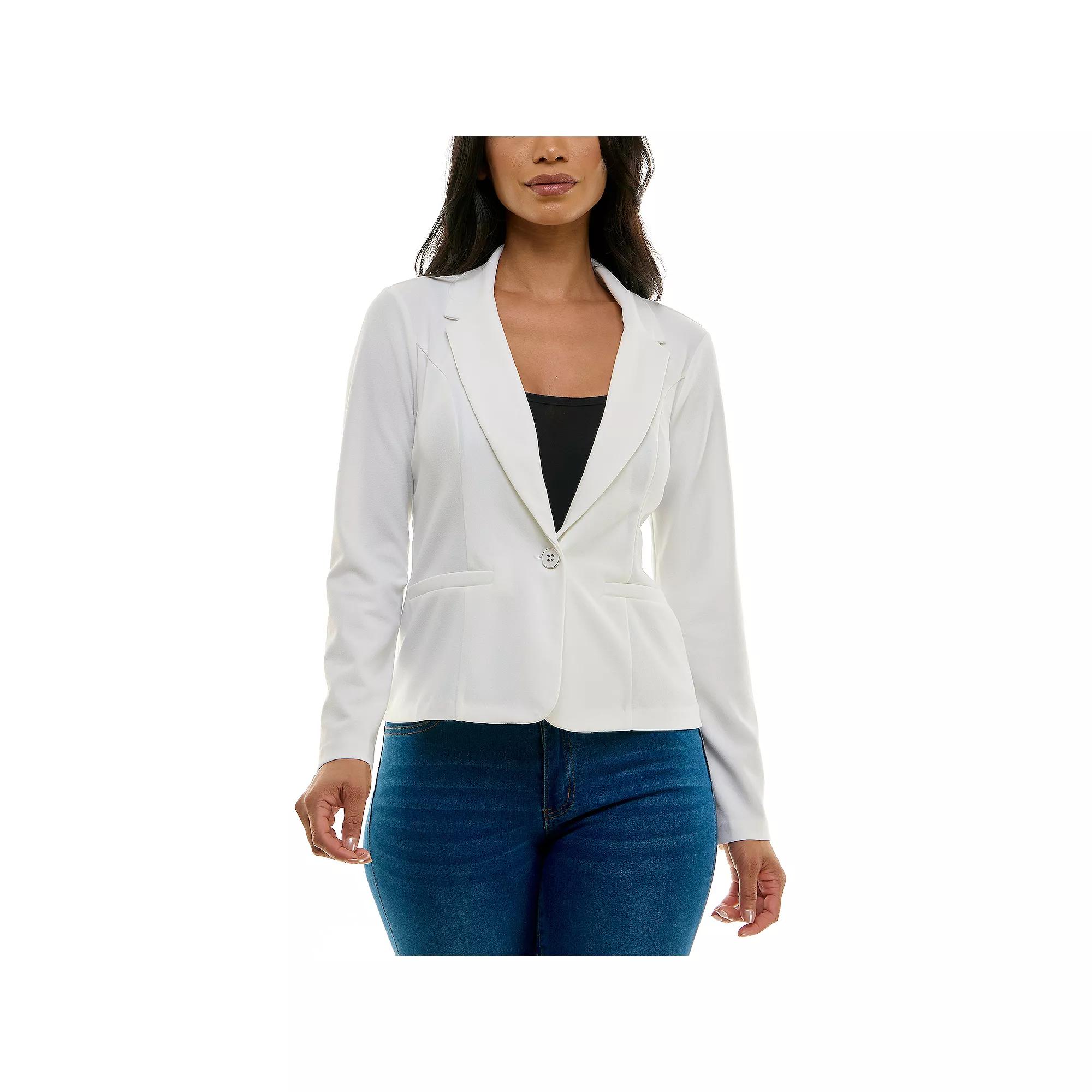 Women's Nina Leonard Single Button Cropped Blazer, Size: Large, Ivory Product Image