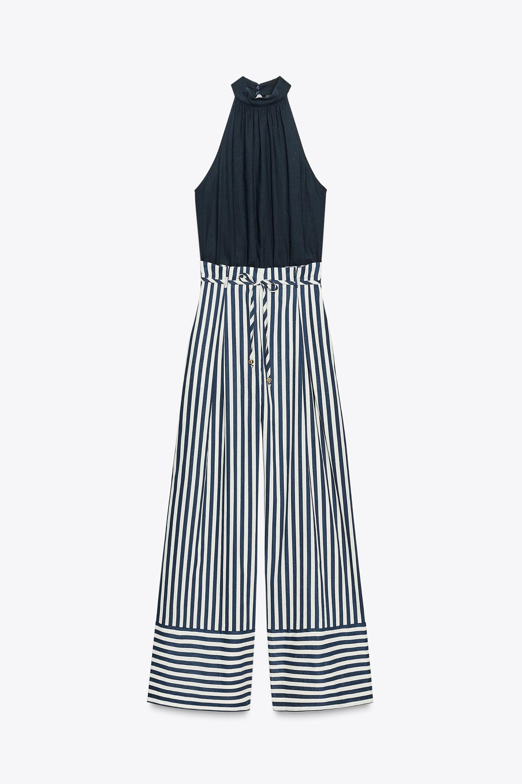 LINEN BLEND LONG JUMPSUIT Product Image