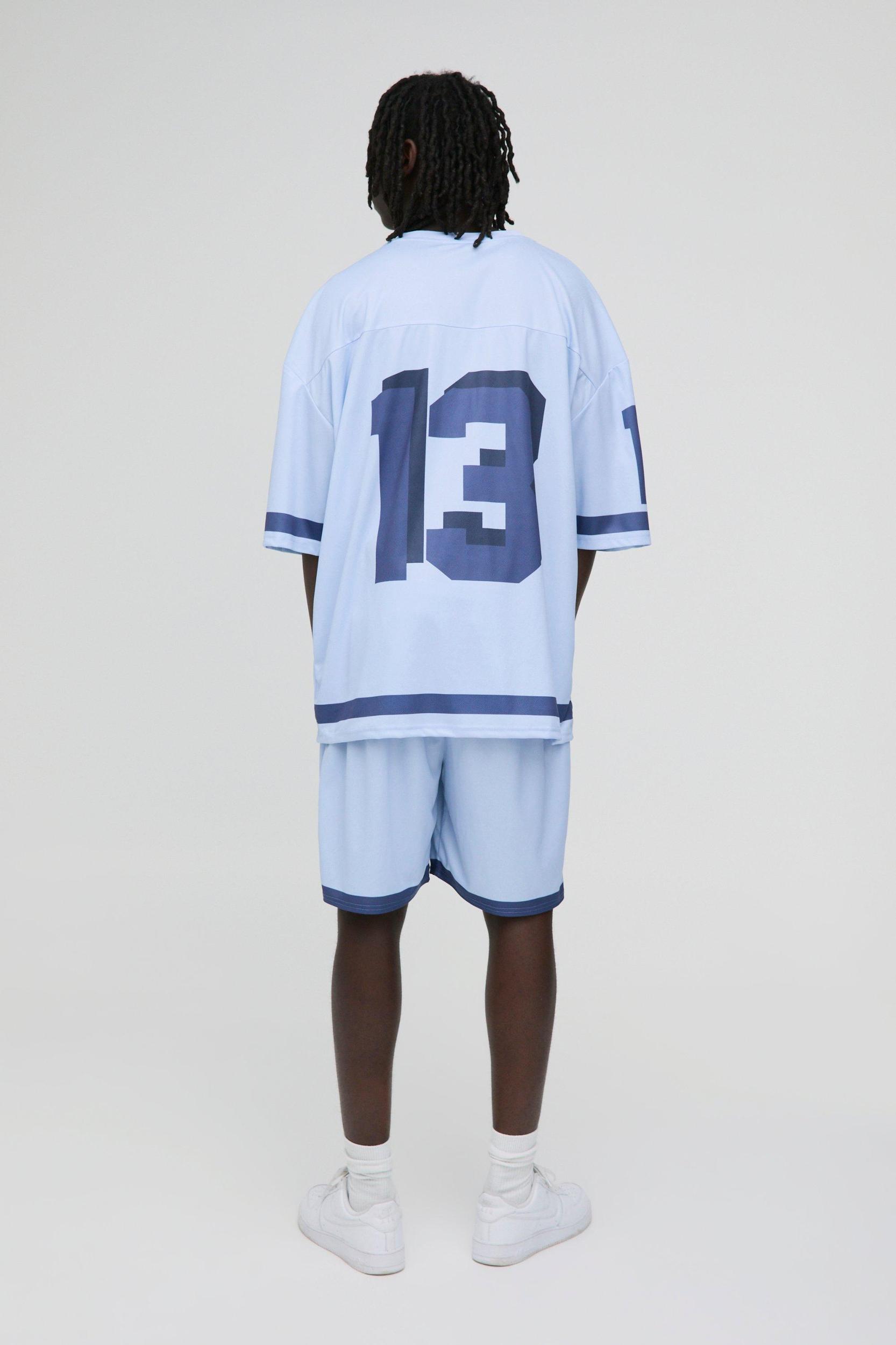 Oversized Edition V Neck Mesh T-Shirt & Short Set | boohooMAN USA Product Image