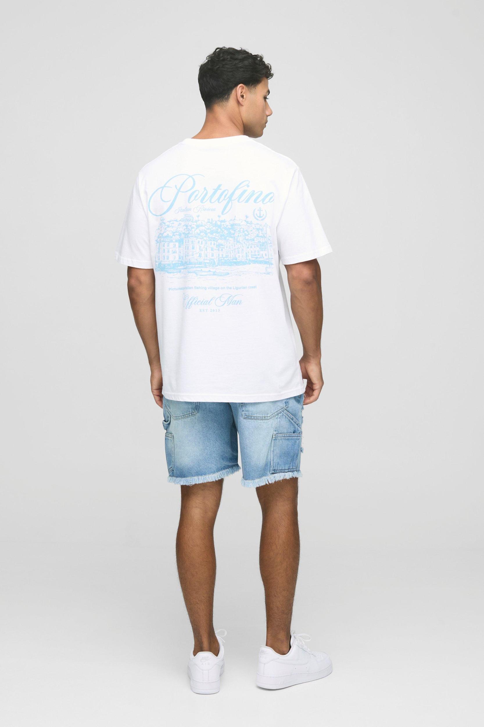 Relaxed Fit Ripped Paint Splatter Carpenter Denim Shorts | boohooMAN USA Product Image