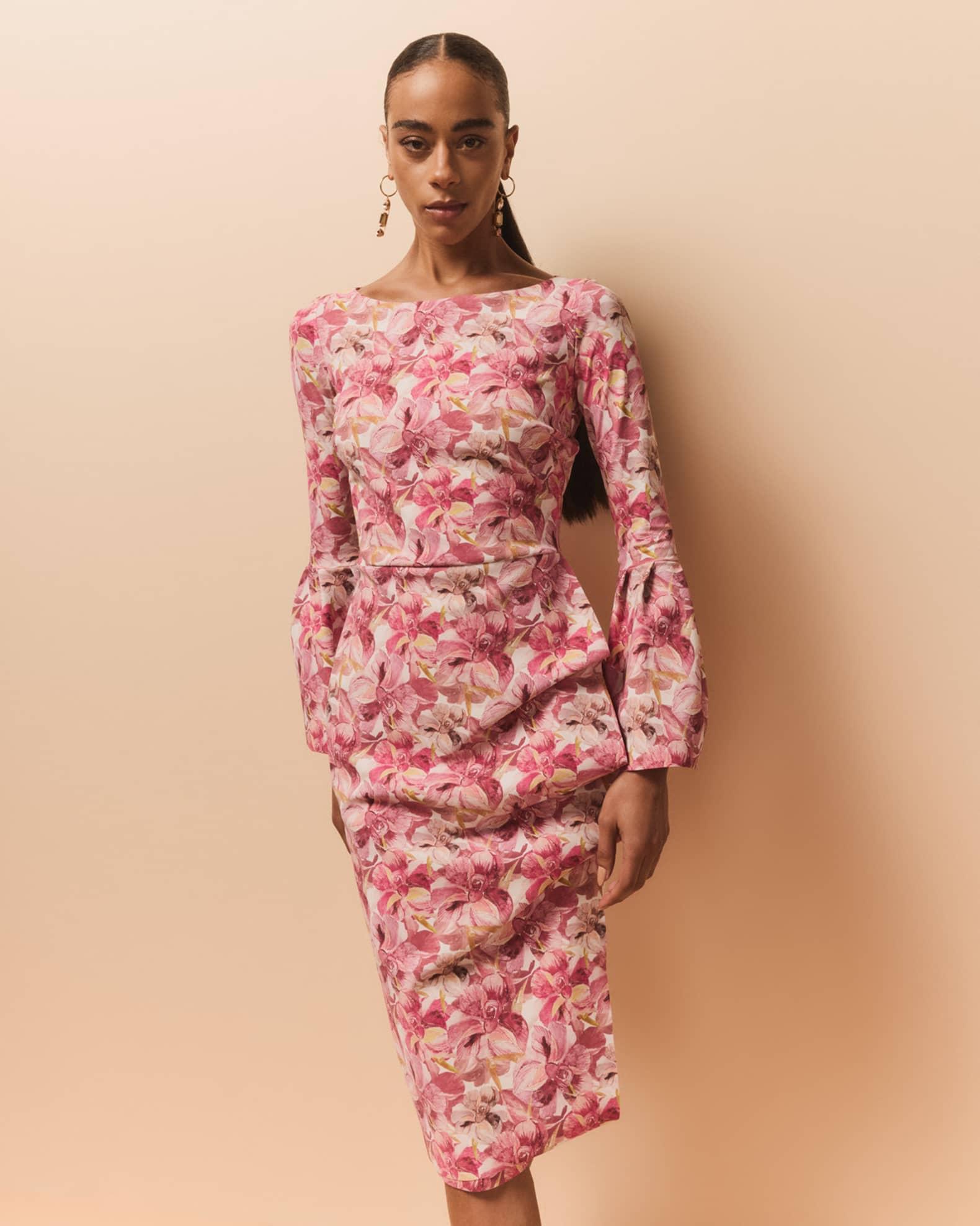Ruched Floral-Print Bodycon Dress Product Image