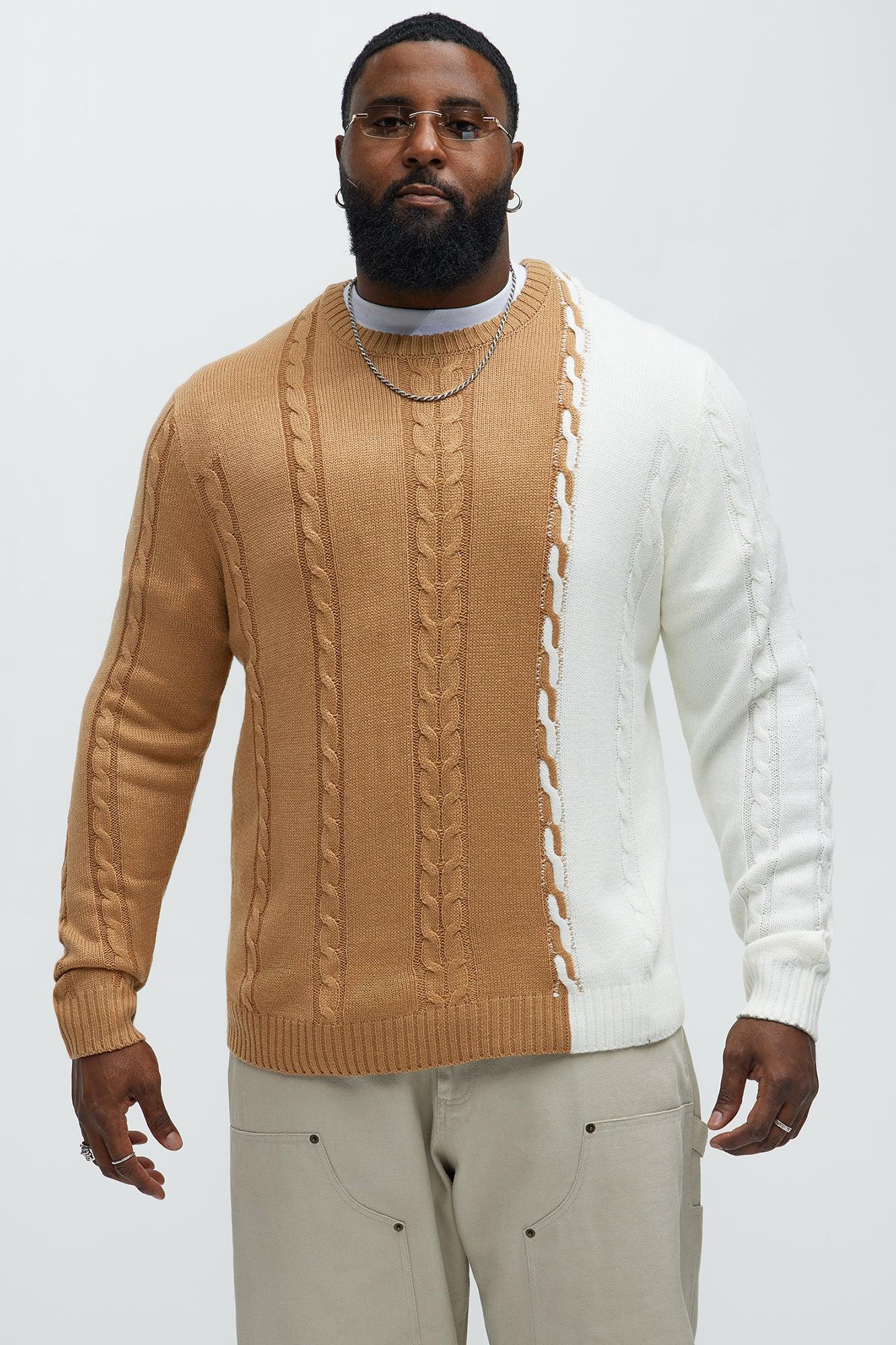 Cody Cable Knit Sweater - Camel/combo Male Product Image