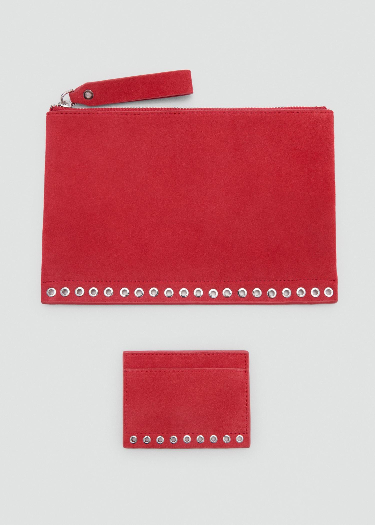 Suede die-cut card holder - Women | MANGO USA Product Image