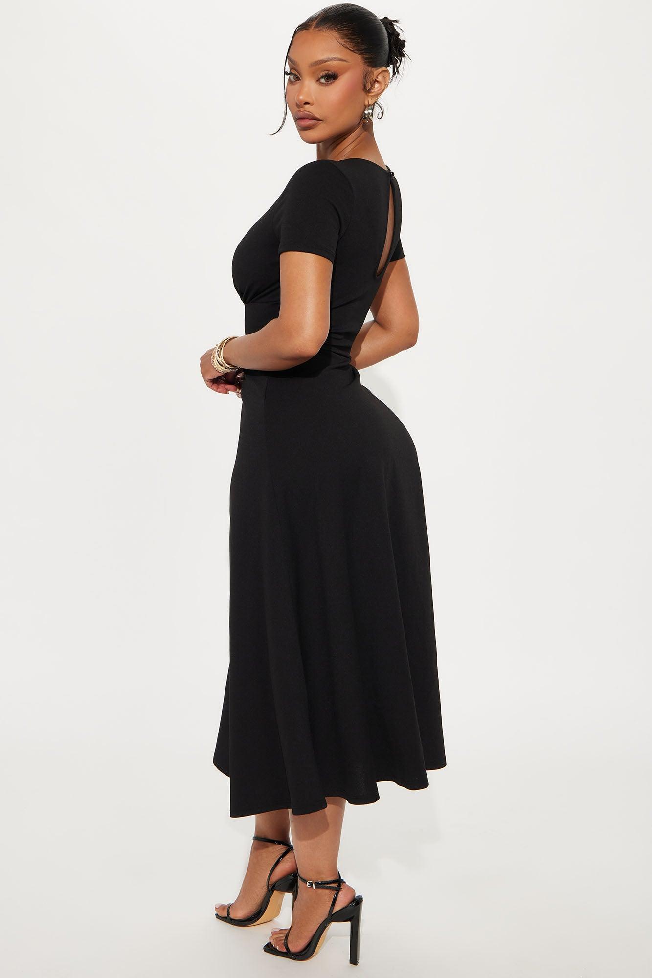 Charolette Short Sleeve Midi Dress - Black Female Product Image