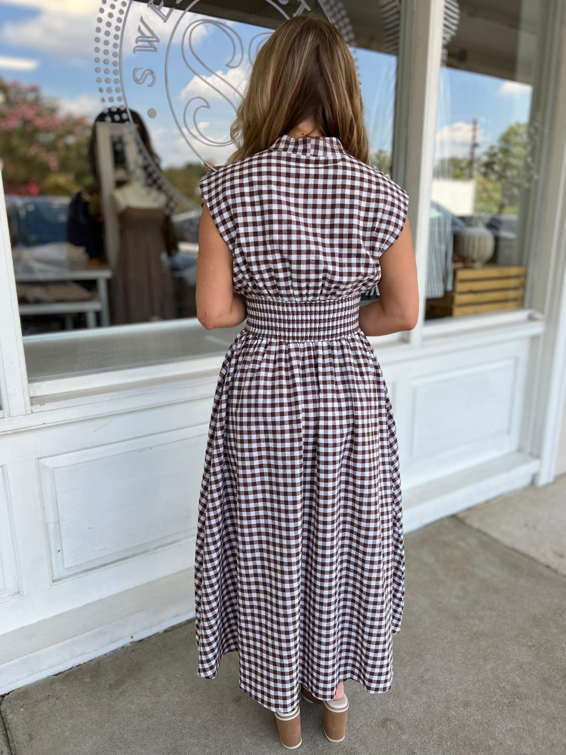Eliana Gingham Midi Dress Product Image
