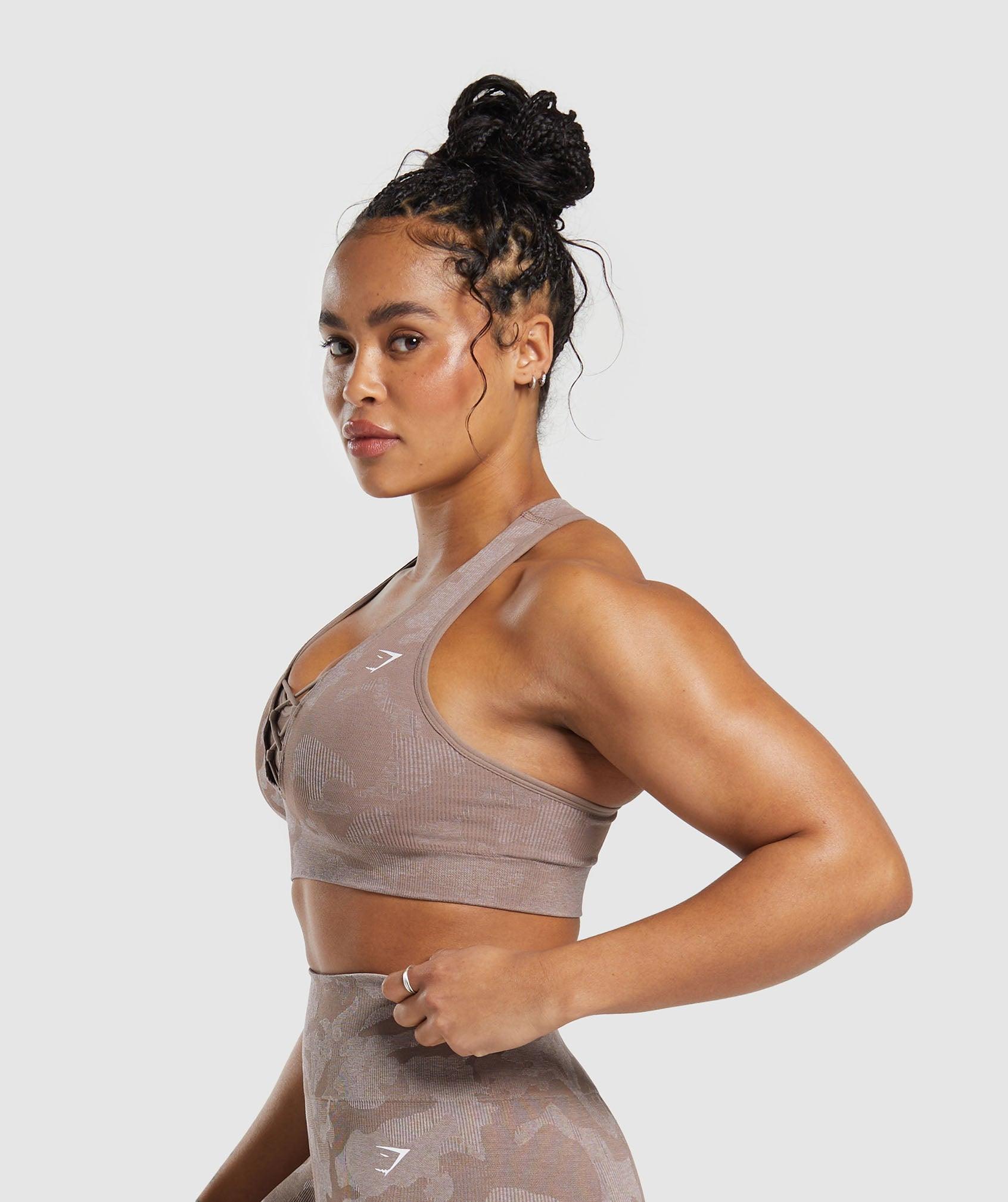 Gymshark Adapt Camo Seamless Sports Bra- Mocha Mauve/Stone Pink Female Product Image