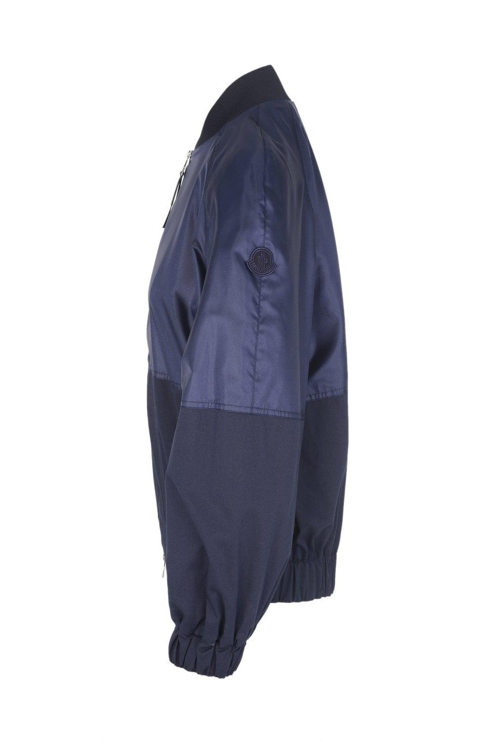 MONCLER Gobie Satin And Cotton-blend Twill Bomber Jacket In Navy Product Image