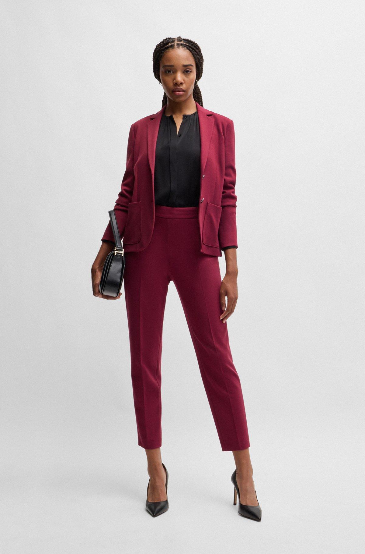 BOSS - Regular-fit trousers in stretch fabric with tapered leg - Dark Red Product Image