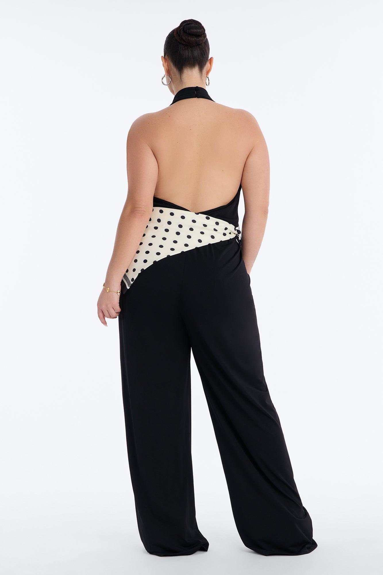 Joanne Backless Scarf Tie 2 Piece Jumpsuit Set - Black Female Product Image