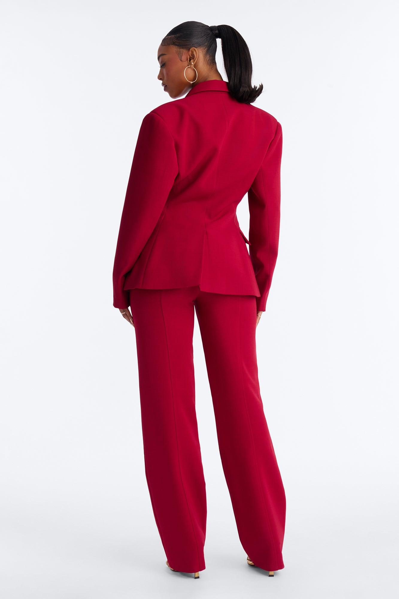 Empire Essentials Double Breasted Blazer - Red Female Product Image