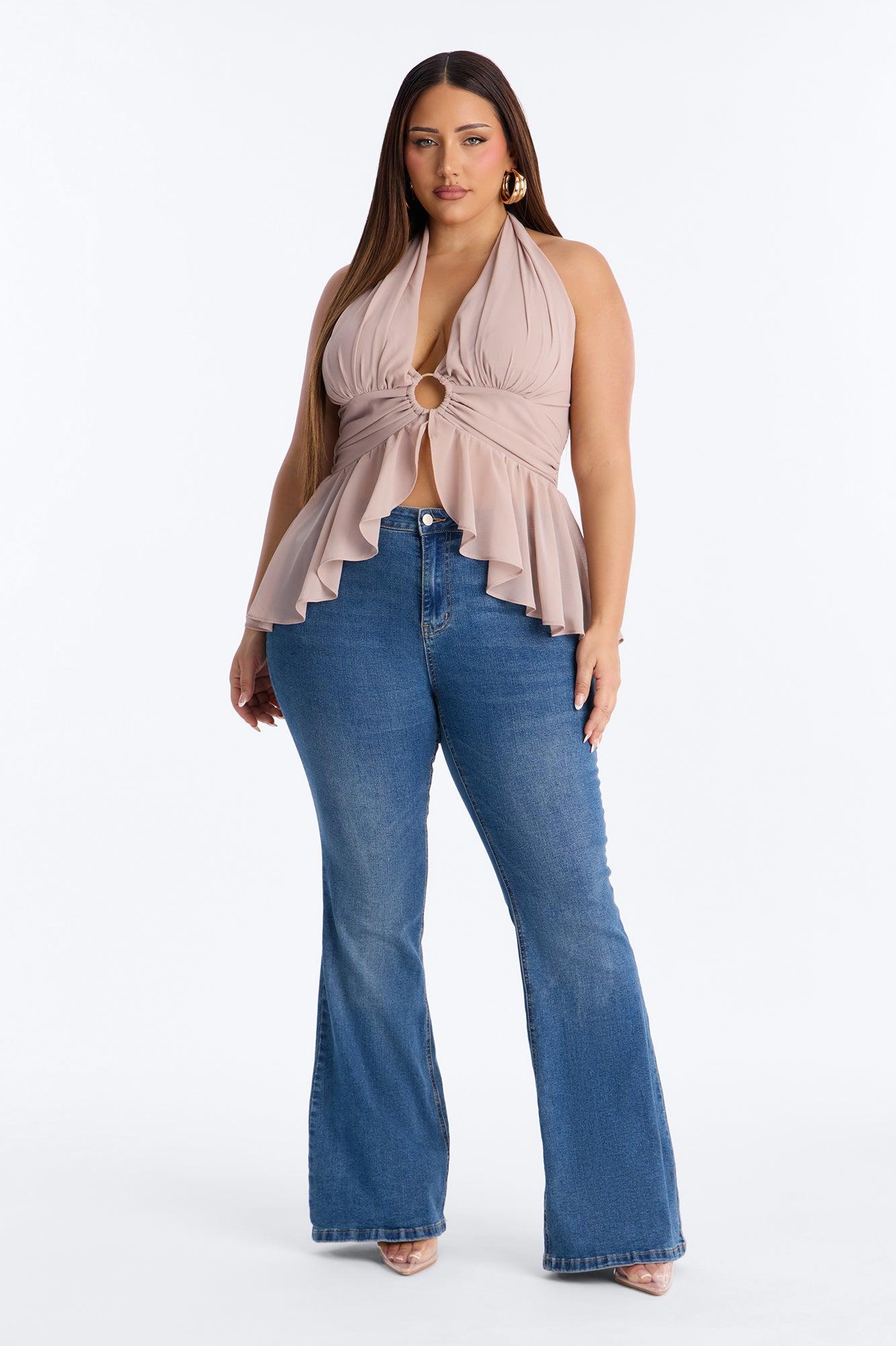 Iced Lattes Ruffle Chiffon Halter Top - Mauve Female Product Image