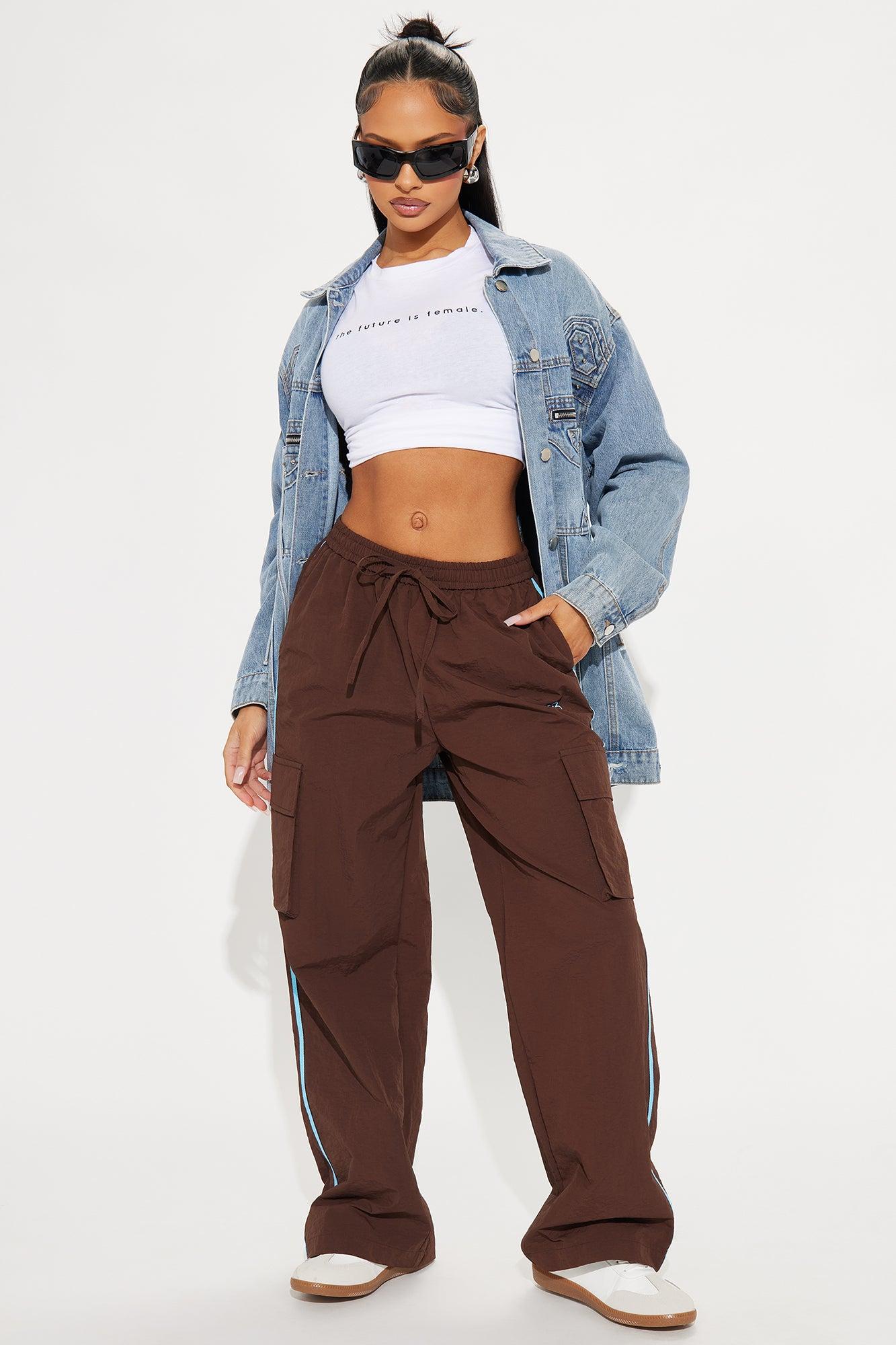 Serena Windbreaker Track Pant - Chocolate/Combo Product Image