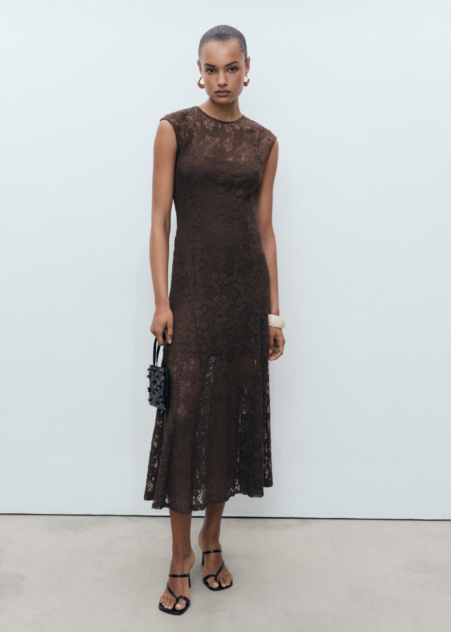 Lace A-line dress - Women | MANGO USA Product Image