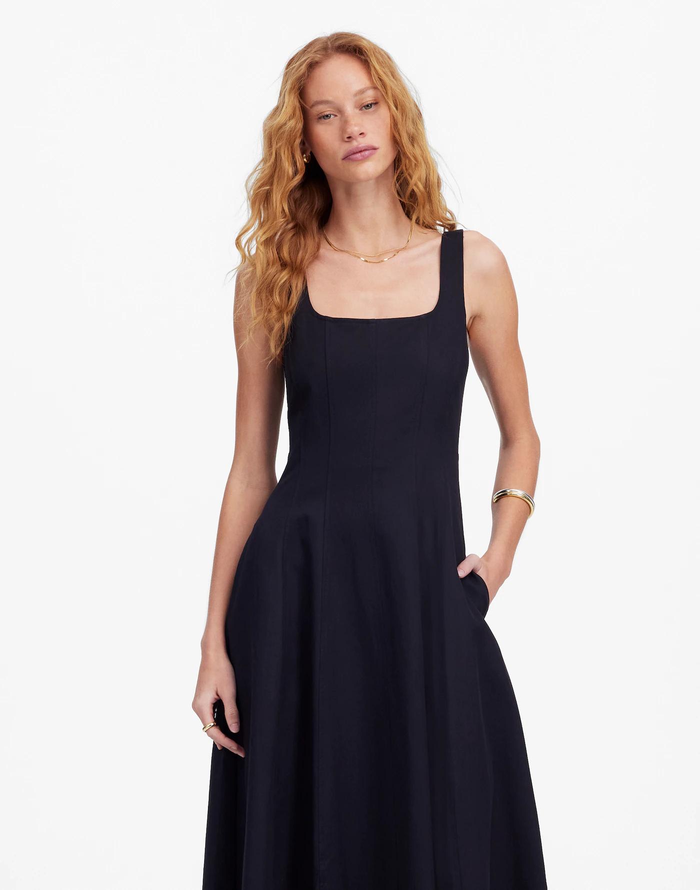 Seamed Squareneck Midi Dress Product Image