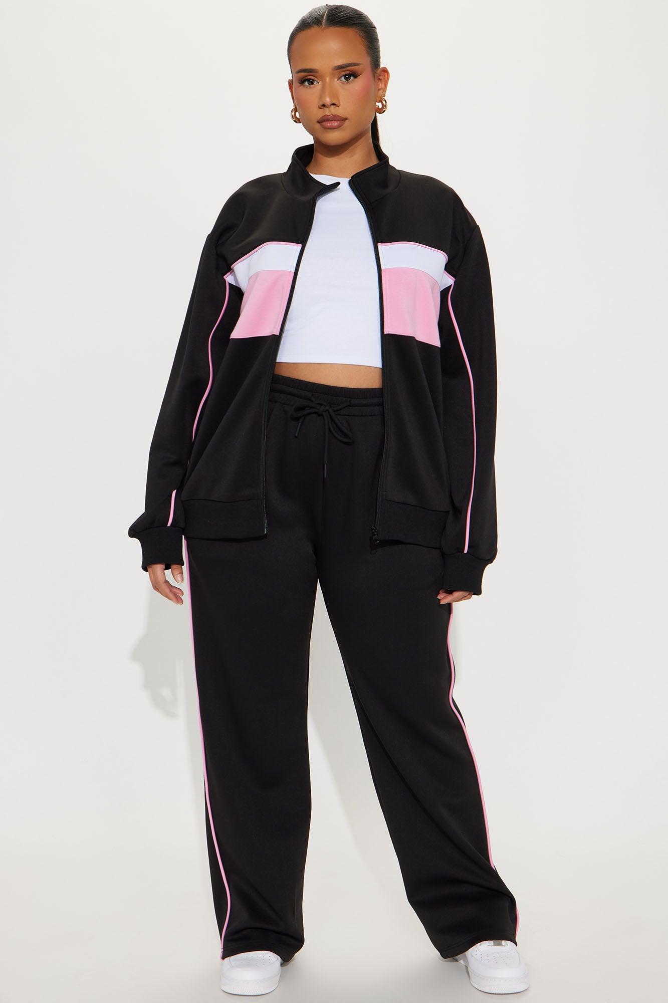 Ballin' Tracksuit Pant Set - Black/Pink Product Image