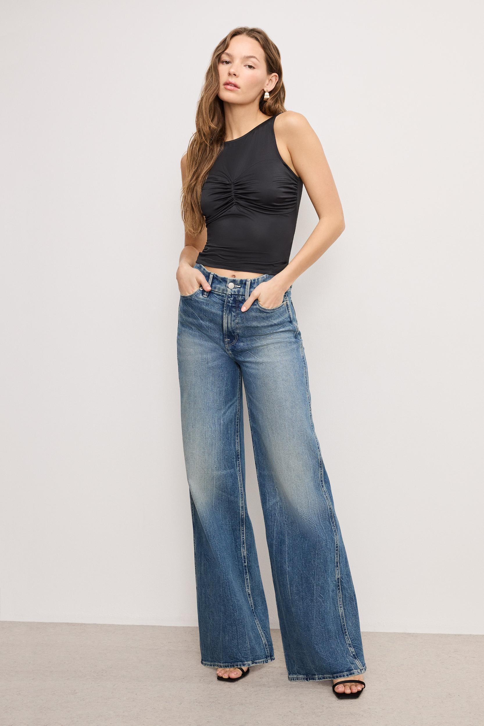 SLINKY JERSEY RUCHED TANK TOP | BLACK001 Product Image