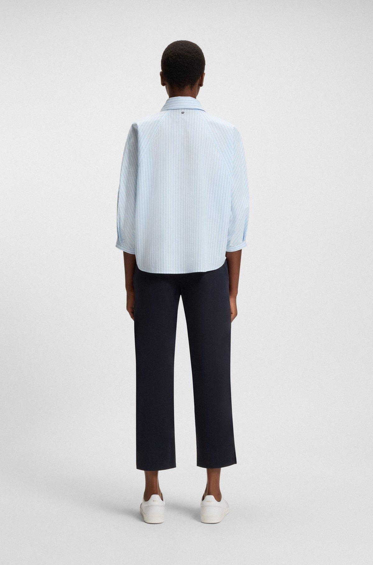 BOSS - Tapered-fit chinos in stretch-cotton satin - Dark Blue Product Image