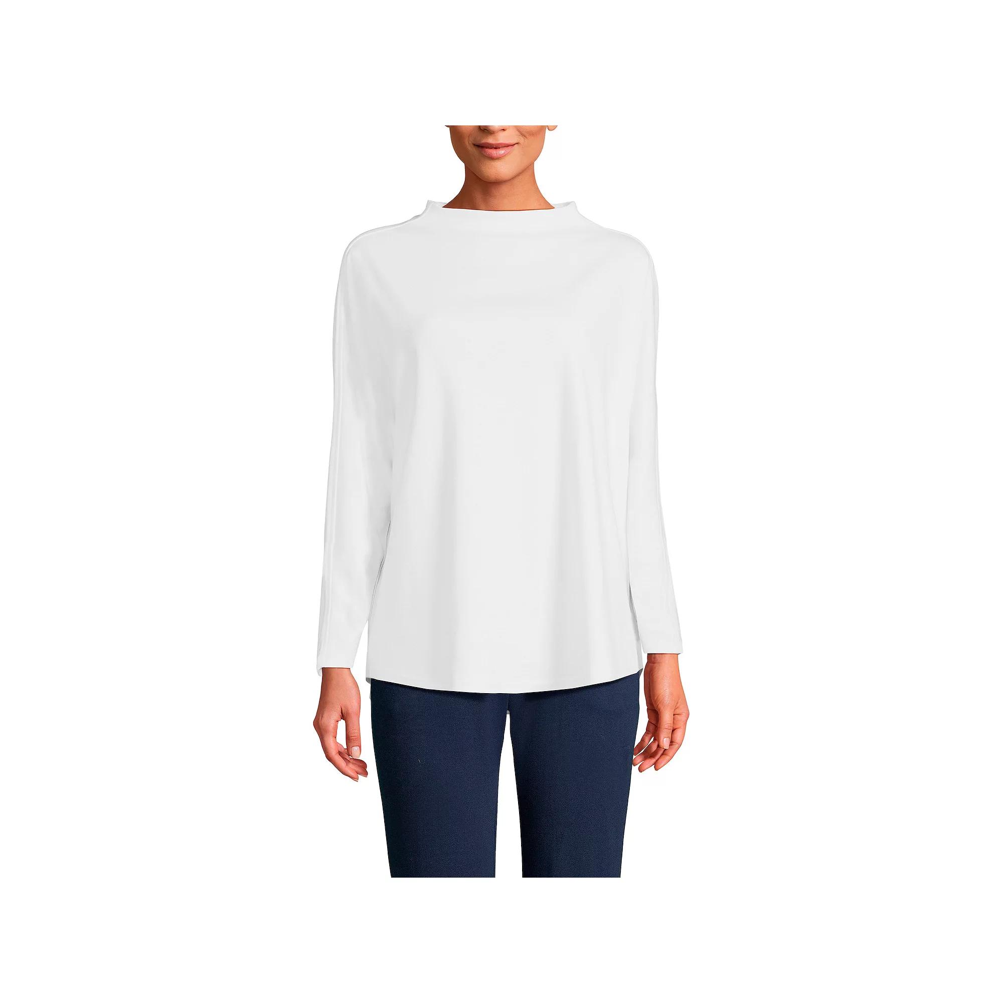 Women's Lands' End Long-Sleeve Sport Knit Funnel-Neck Top,  Product Image