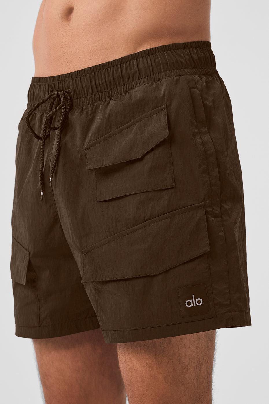 7" Crinkle Nylon Excursion Cargo Short - Espresso Product Image