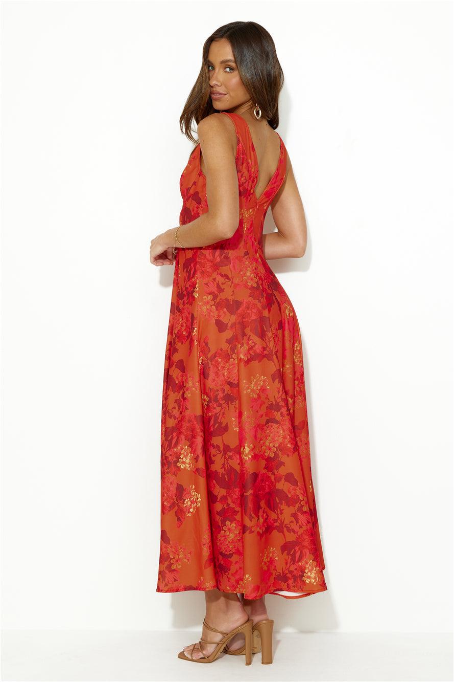 Perfectly Swaying Midi Dress Red Product Image
