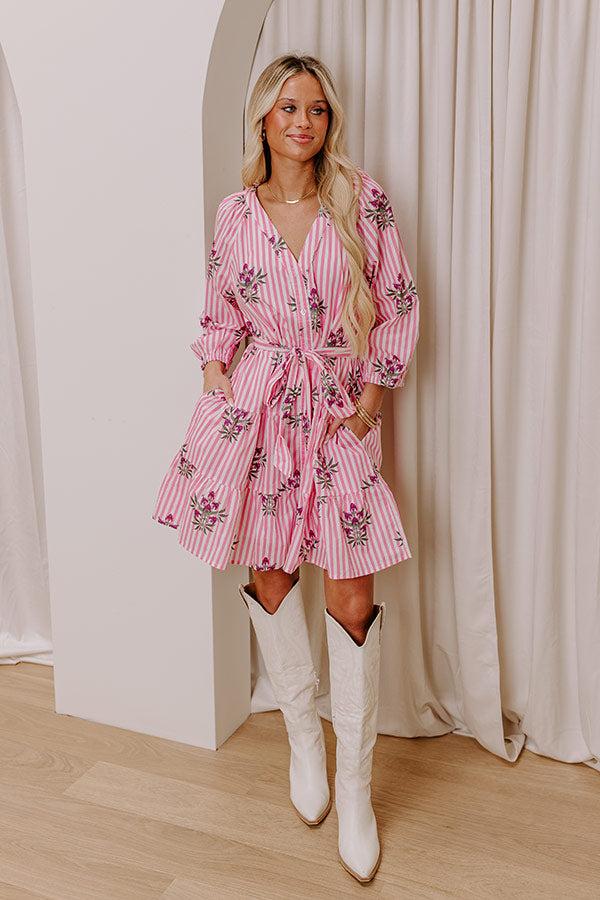 Kind Glance Stripe Mini Dress in Pink Product Image