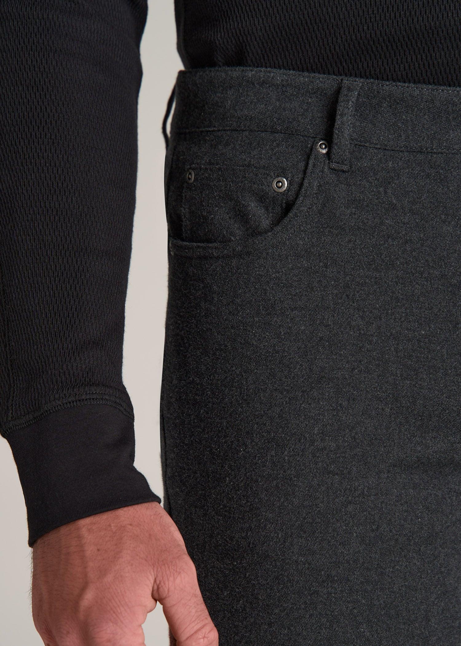 TAPERED-FIT Stretch Flannel 5 Pocket Pants for Tall Men in Storm Grey Mix Male Product Image