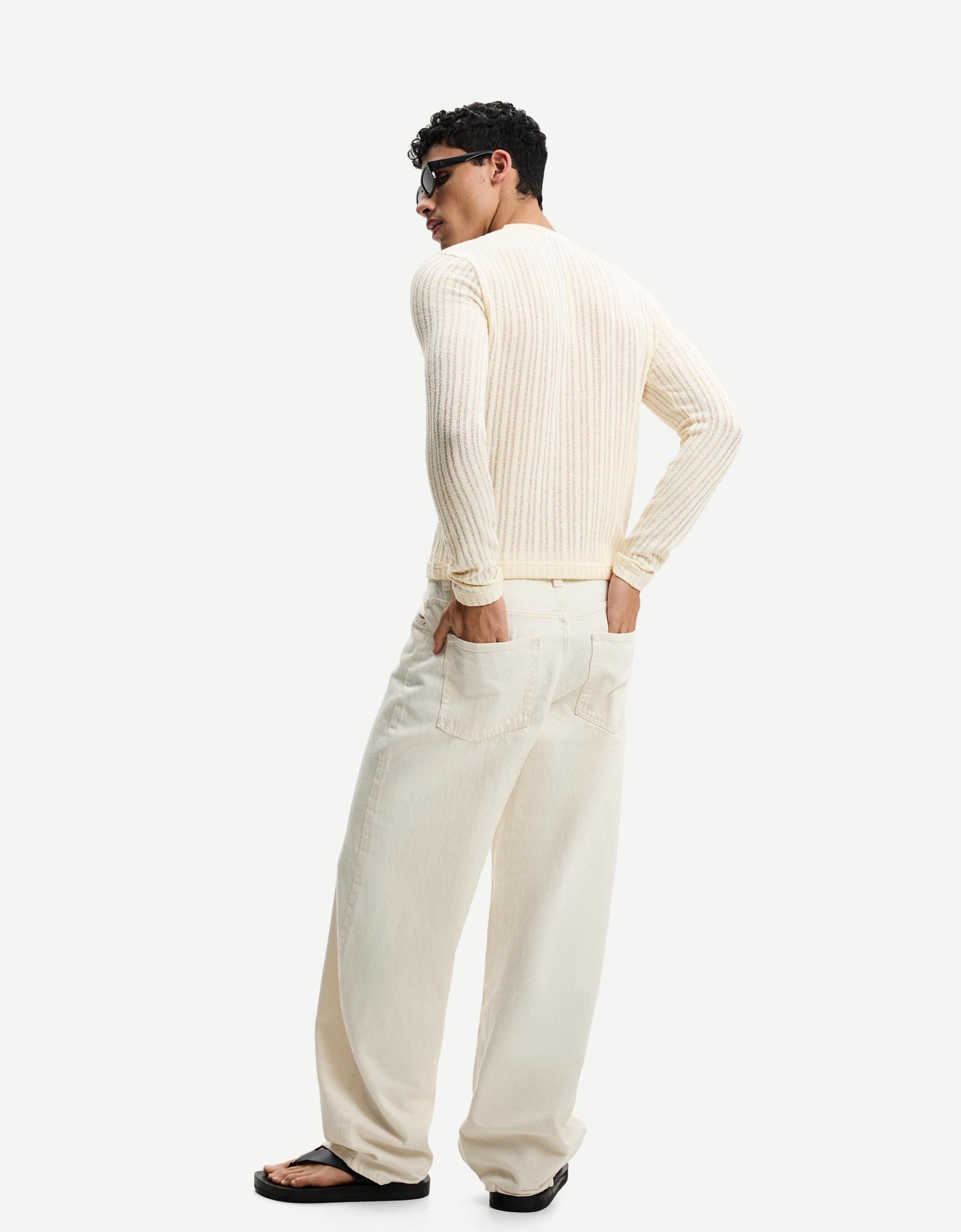 Open knit sweater with buttons Product Image