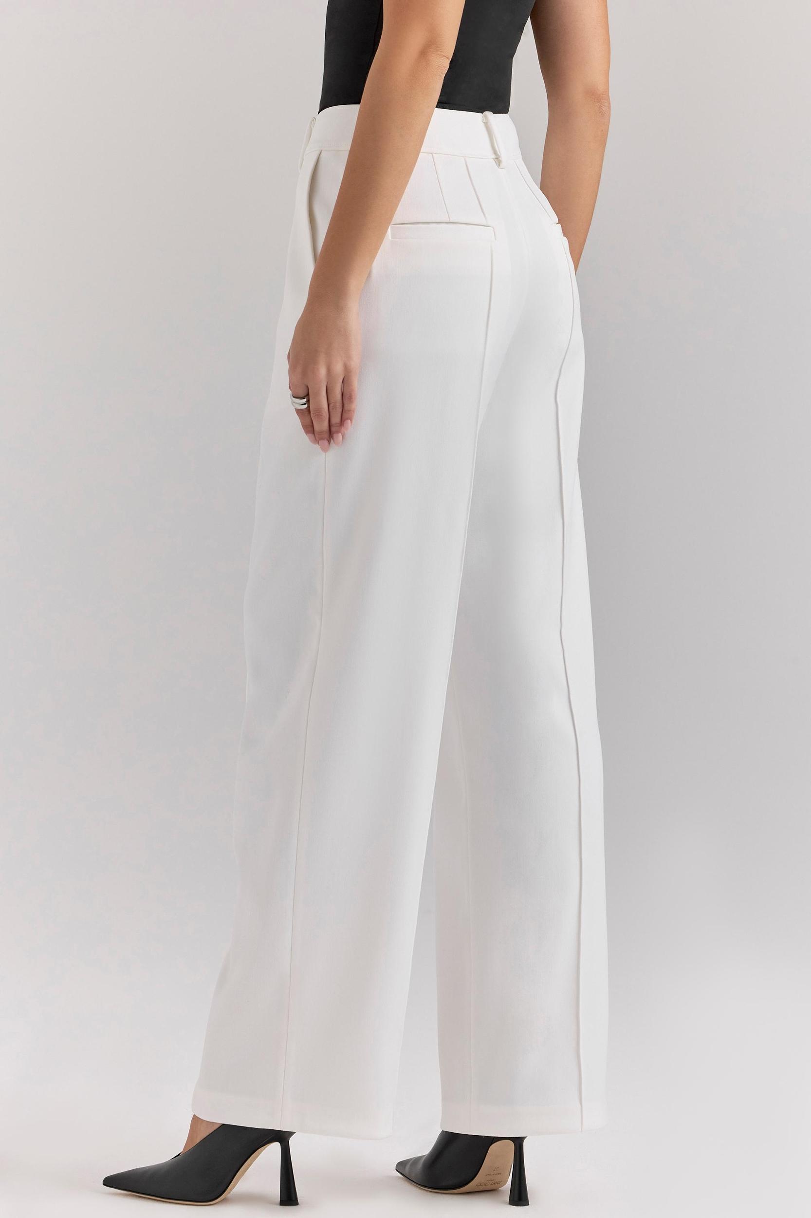 Hayden  white wide leg high waist tailored trousers Product Image